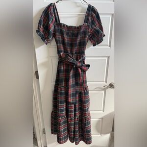 Aura Plaid Dress in Red and Green